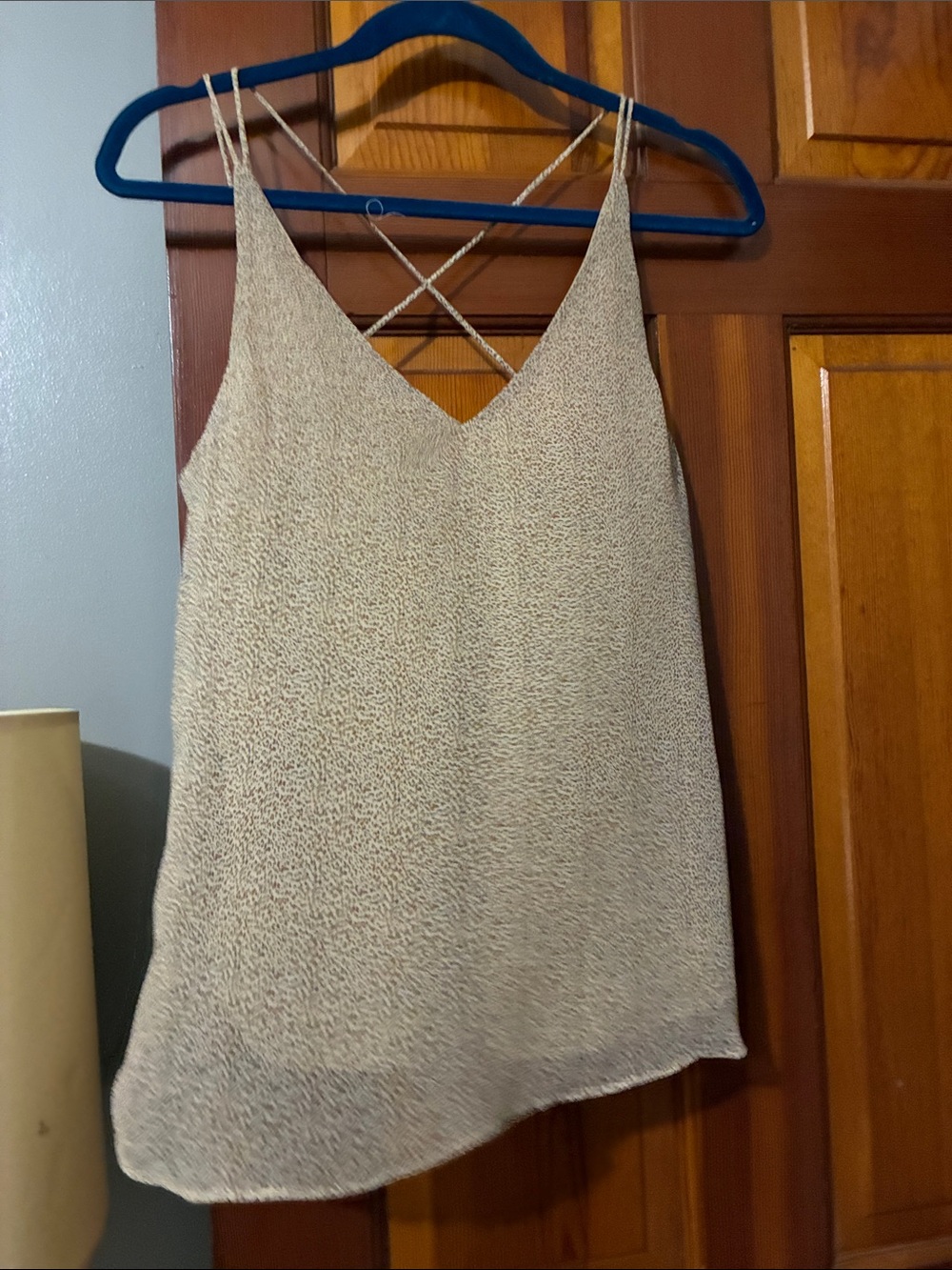 fab'rik Beige Crisscross Strap V-Neck Cami